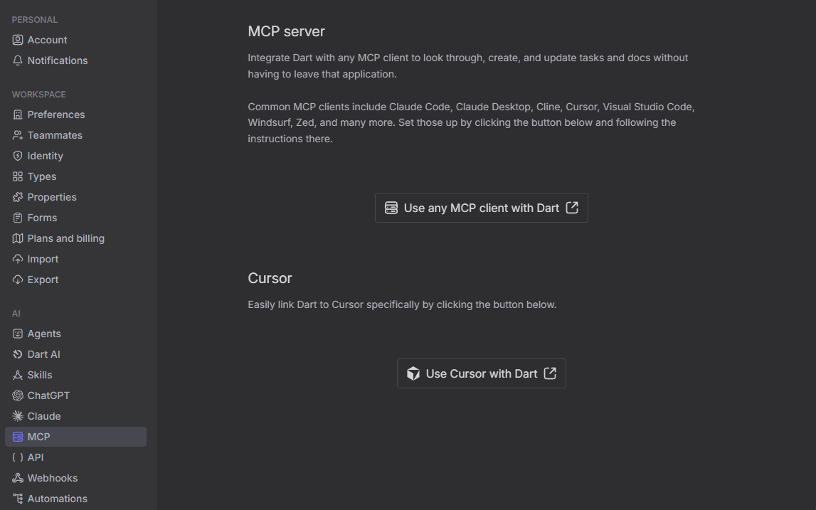 Dart Dart MCP feature screenshot