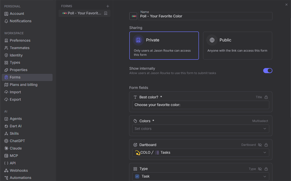 Dart Forms feature screenshot