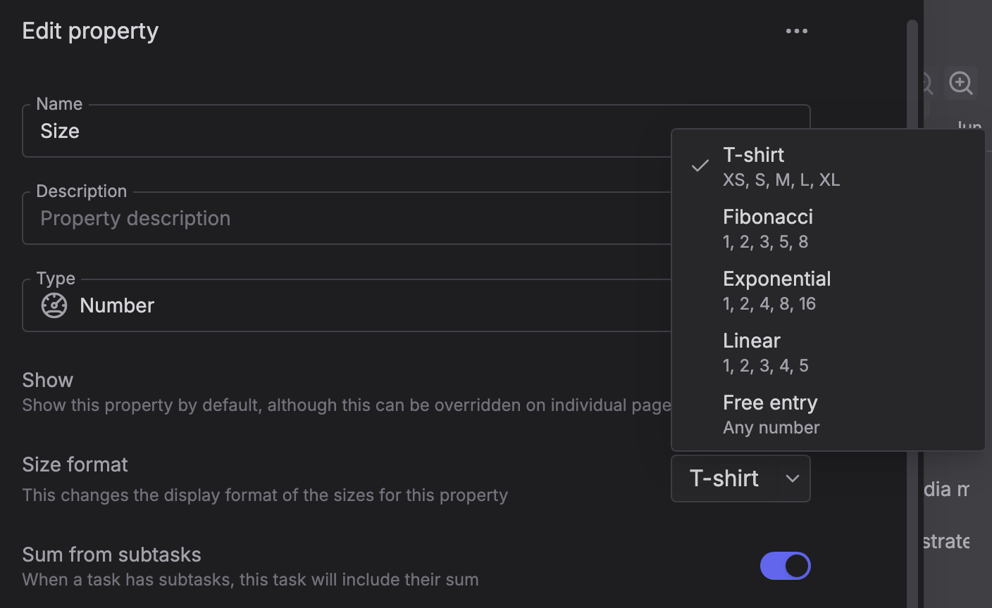 Dart Sizes feature screenshot