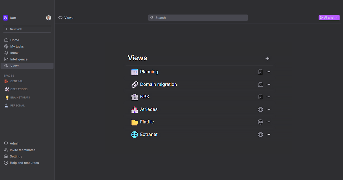 Dart Views feature screenshot